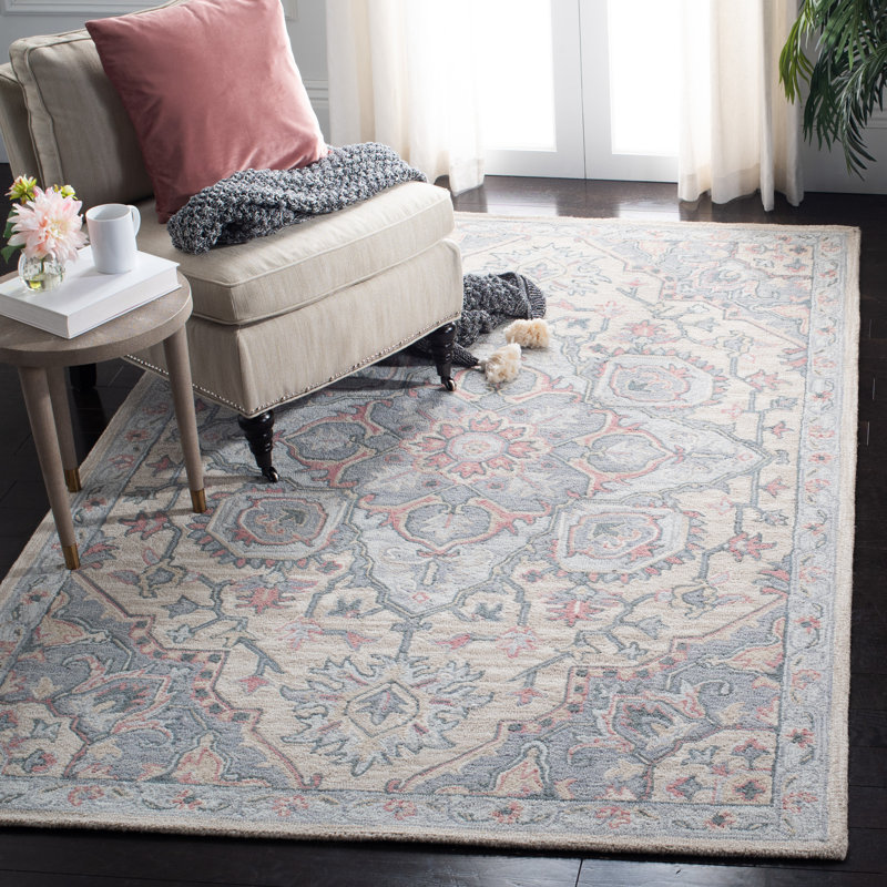 Fallbrook Hand Tufted Wool/Cotton/Latex Oriental Rug in Beige/Blue, Rectangle 9' x 12'