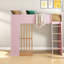 Lit mezzanine gain de place avec rangement, en bois MDF, rose moderne, idéal pour chambre d'enfant-539948482