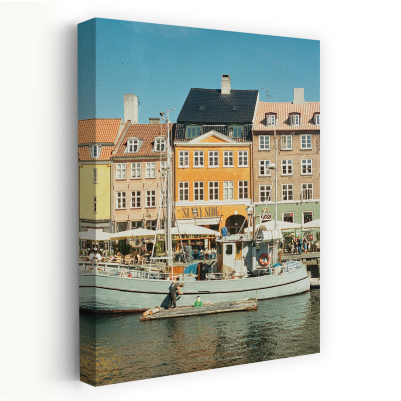 Impression d'art mural coloré coloré sur une ville traditionnelle de l'architecture de la ville de Nyhavn, H 18 po x l 12 po