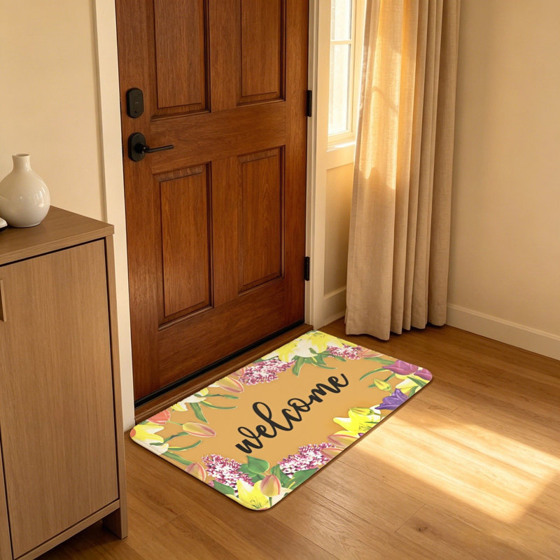 Tapis d'entrée 20 po x 32 po Floral Welcome