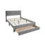 Lit de luxe 1 chambre double de style contemporain avec tête de lit et tiroir de rangement en velours côtelé gris