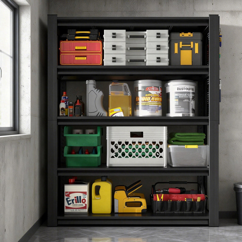 Étagère de rangement robuste à 5 niveaux avec panneau perforé 78 po H 78 po, étagère industrielle en métal pour garages, entrepôts, bureaux, cuisines, chambres à coucher - P 18 po x l 47,2 po x H 78 po