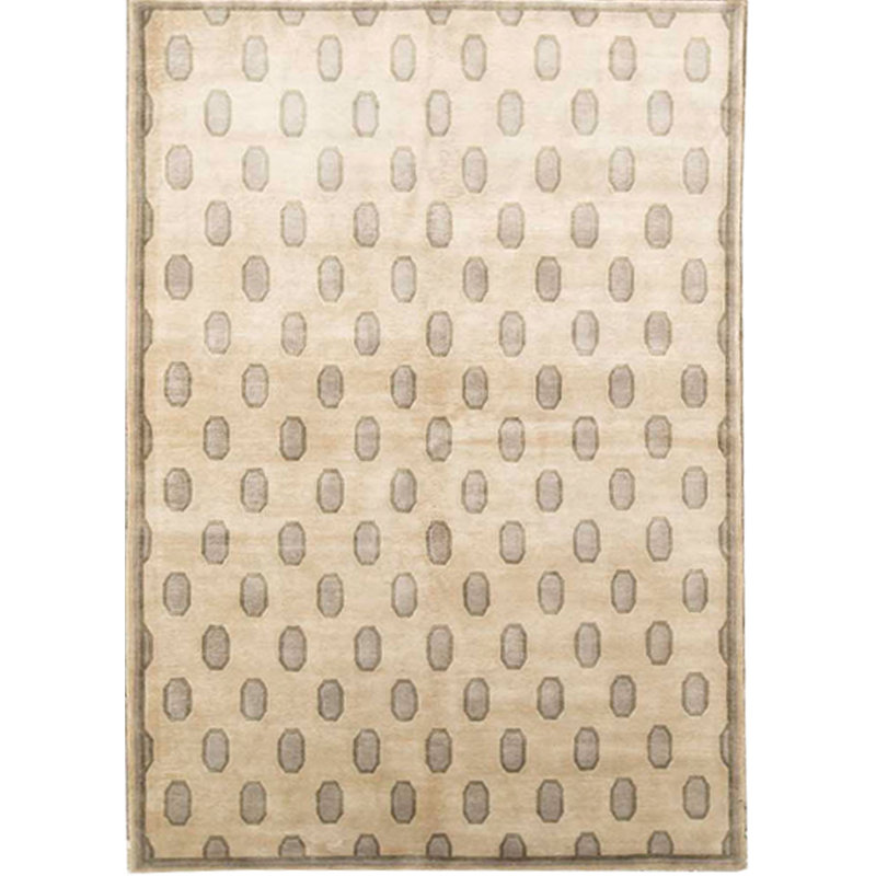 Tapis ivoire et gris noué à la main de haute qualité