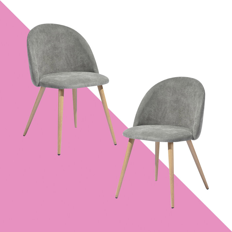 Dungorbery 46cm H Polyester Blend Upholstered Upholstered Back Side Chair, Brown, Grey