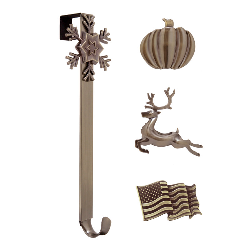 Adjustable Length Wreath Hanger with 4 Interchangeable Icons