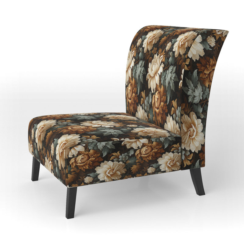 Rustic Victorian Brocade Victorian Motif - Chaise d'appoint de chalet rembourrée à motif floral