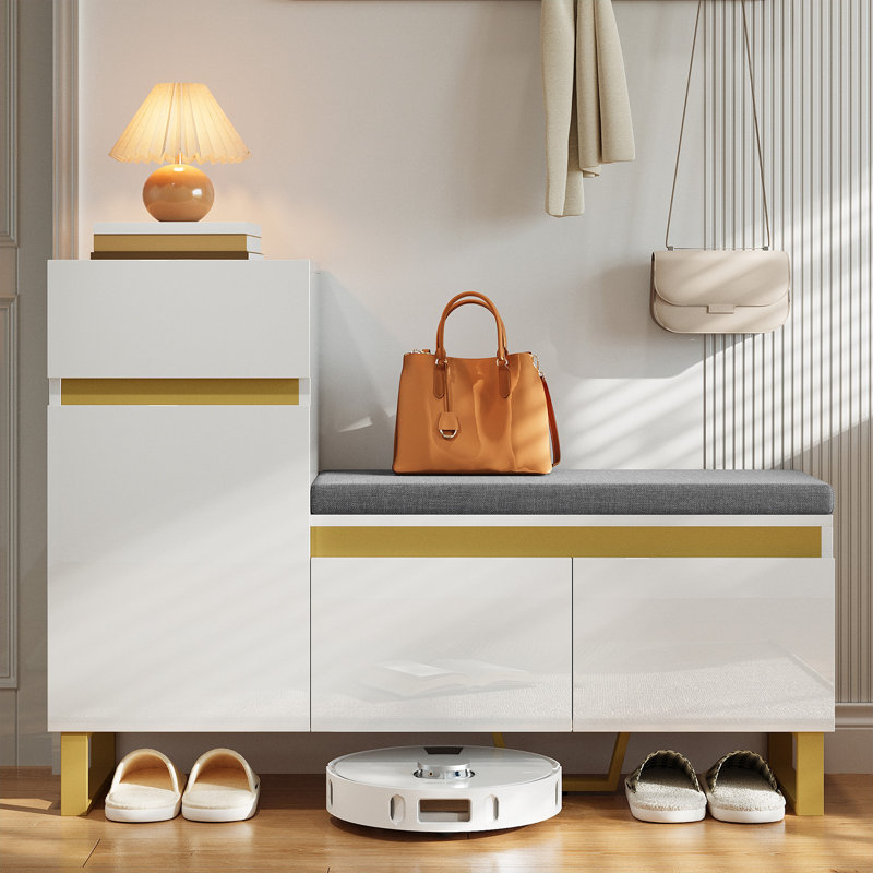 7 Pair Shoe Storage Bench, White