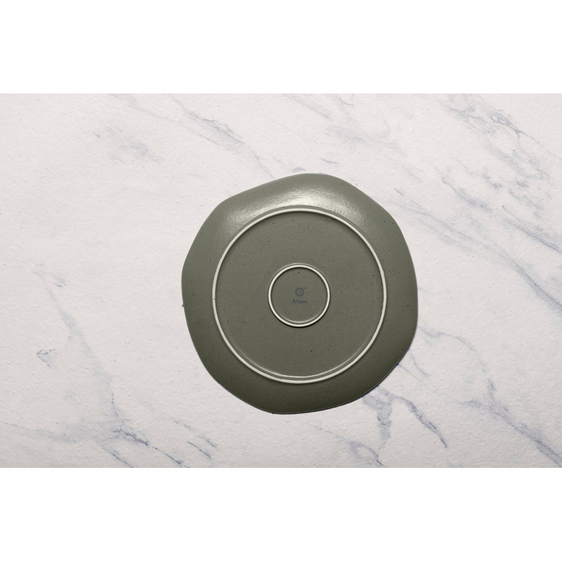 Porcelain Flat Dinner Plate | Uneven Shape, Mist Green, 10.62"