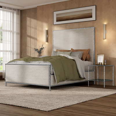 Premier 2-Piece Hammered Metal Panel Bedroom Set With Side Tables