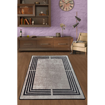 Tapis lavable à la machine de qualité supérieure, 4,6 x 6,2 pi, 100% polyester, hauteur des poils de 0,2 po | Antibactérien et antidérapant dessous | Durable avec 700 g / m² | Facile d'entretien, idéal pour le décor du salon et de la chambre à coucher