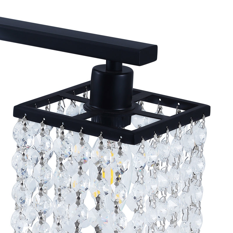 3-Light Black Vanity Light with Crystal Shades, Dimmable E12 Base Fixture, ETL Listed Bathroom vanity light