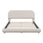 Lit plateforme tapissier grand en molleton avec tissu épais, structure solide et design courbé élégant, beige