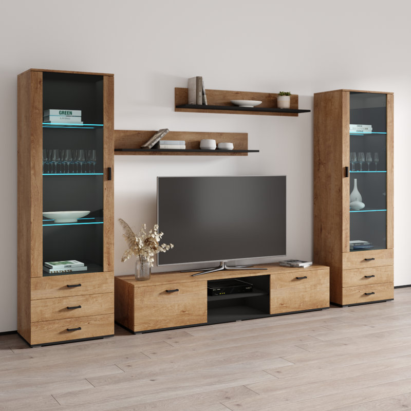 Sabala Modern Entertainment Center for TVs up to 70", Oak