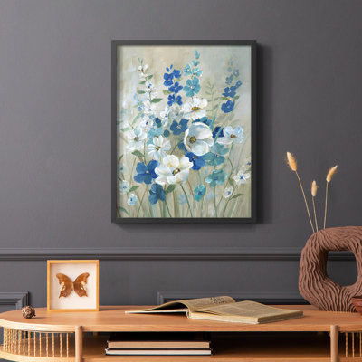 «Blue Garden I», reproduction encadrée - bois massif
