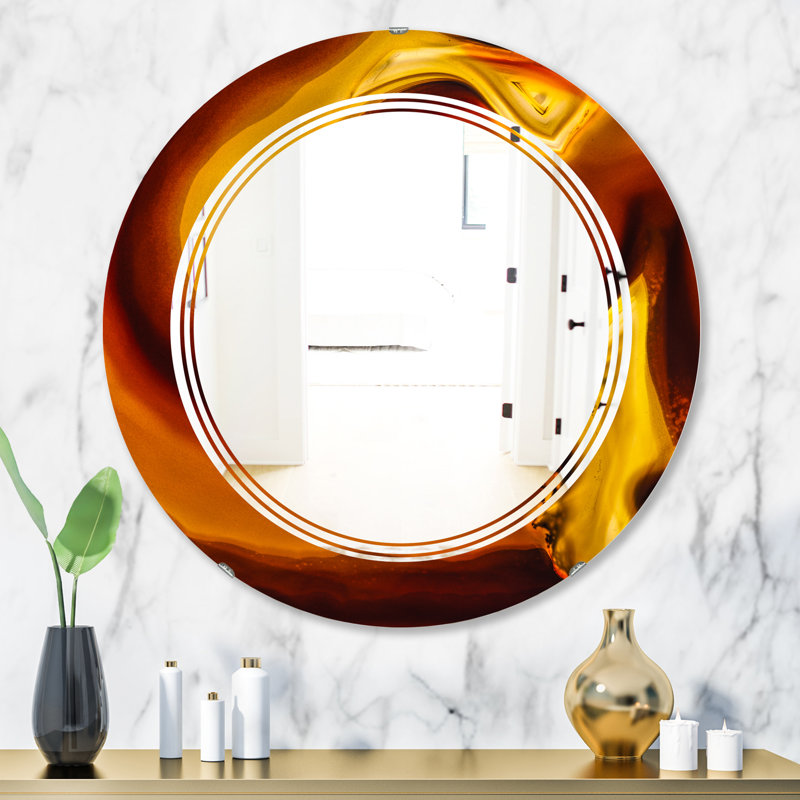 Triple C Agate Geode Slice Macro Modern Wall Mirror, 31.5" H x 31.5" W