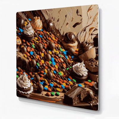 Desserts MandMs, art mural en métal brun