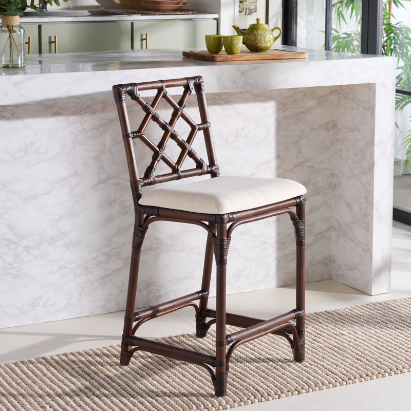 Tabouret de bar avec coussin Peoria Bhumi, Brun chocolat