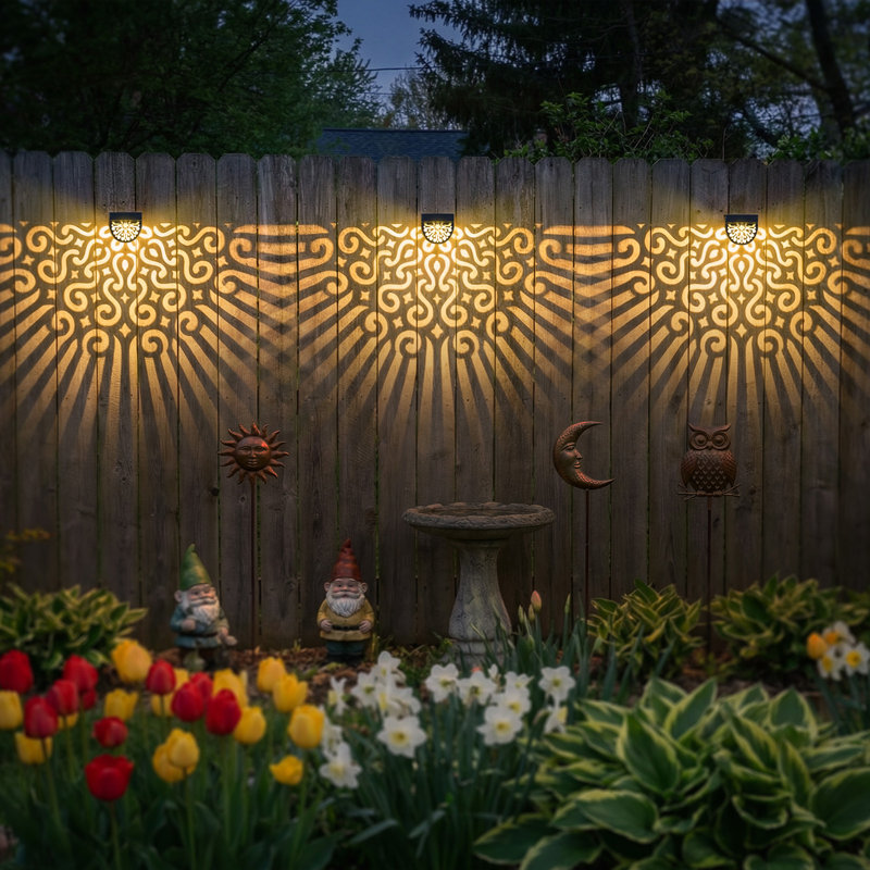 Solar Fence Lights Outdoor 4 Pack Solar Step Lights Led Powered Wall Lights Waterproof Warm Yellow Decor For Garden Backyard Front Door