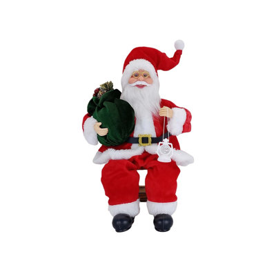 13.7Inch Santa Figurines Doll Christmas Sitting Santa Claus Decoration For Room Fireplace Tabletop Centerpieces Window Display Props Figure Ornament, Christmas Decoration For Home Office Table Xmas Party Ornament Gift