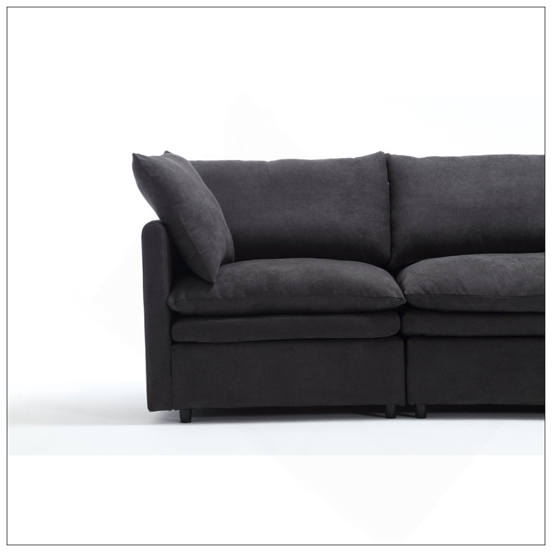 Canapé modulaire moderne en forme de U, canapé rembourré 5 places, canapé-lit avec méridienne pour salon, appartement, gris foncé, polyester