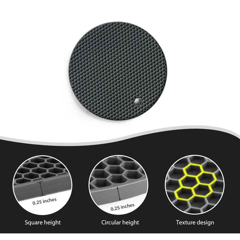 Tapis de table en silicone 4 pièces, Gris foncé