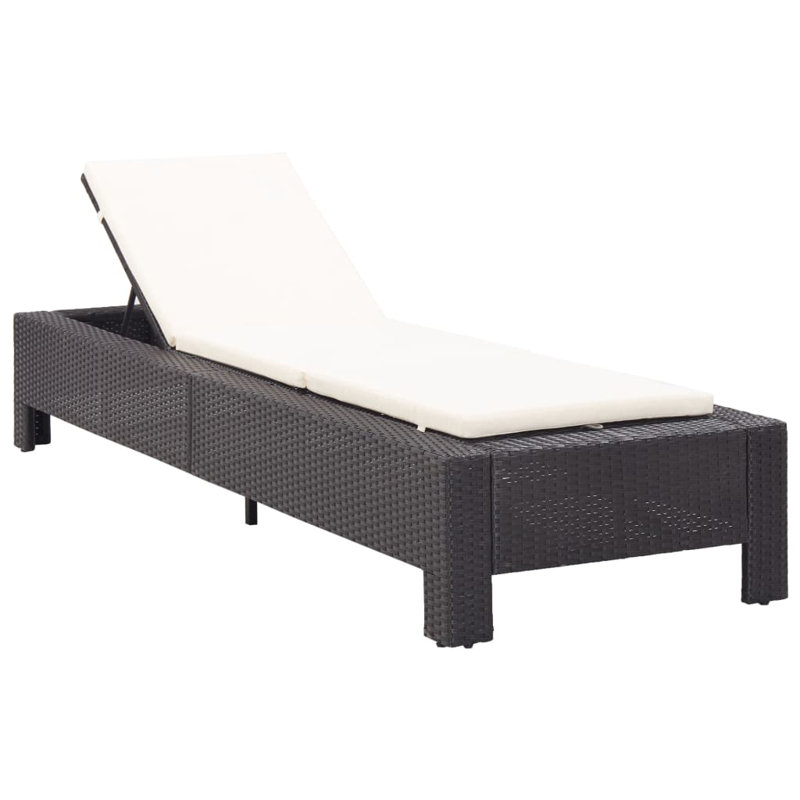 Chaise longue simple inclinable avec coussins 88 po Averelle, Blanc, Noir