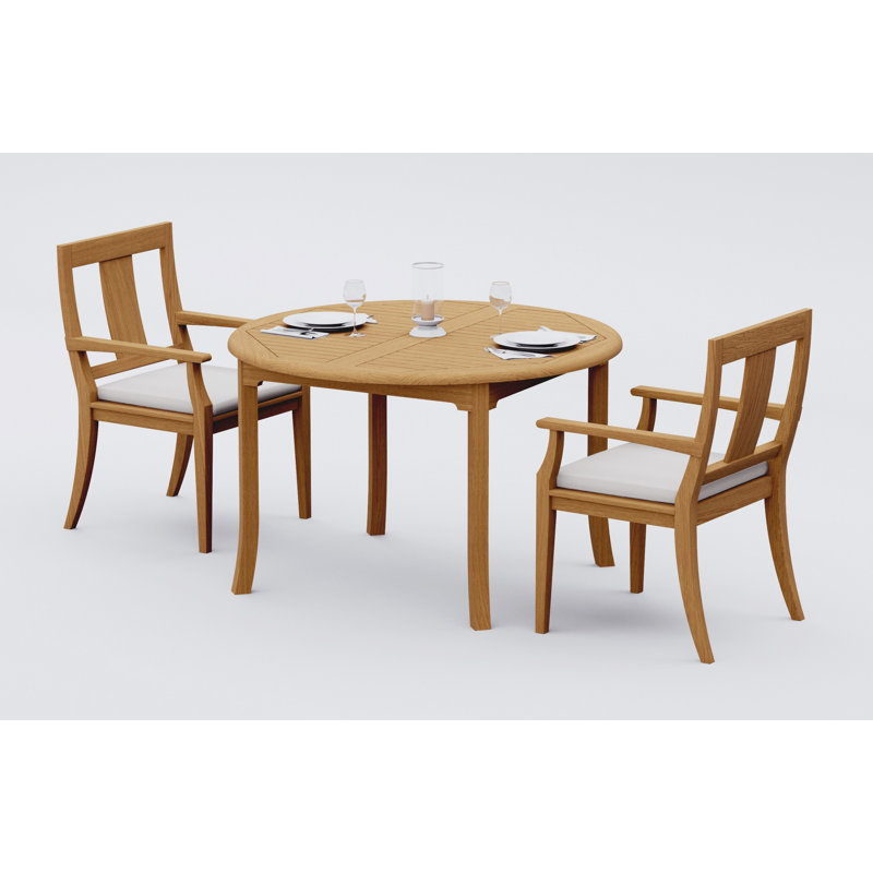5 Pcs Grade-A Teak Wood Dining Set: 48" Round Table And 4 Osborne Arm Chairs #11OS1004, 2