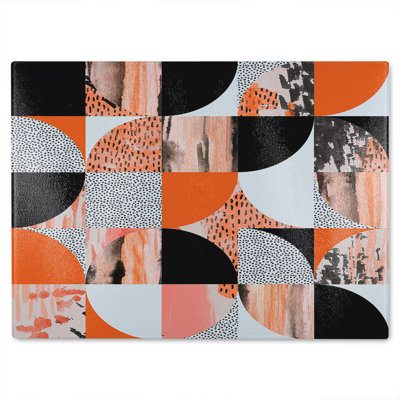 Geometric Circles In Autumn Colours Glass Chopping Board