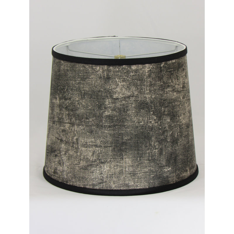 Abat-jour tambour en coton noir (araignée), Gris / Noir, H 12 po x l 16 po x P 16 po