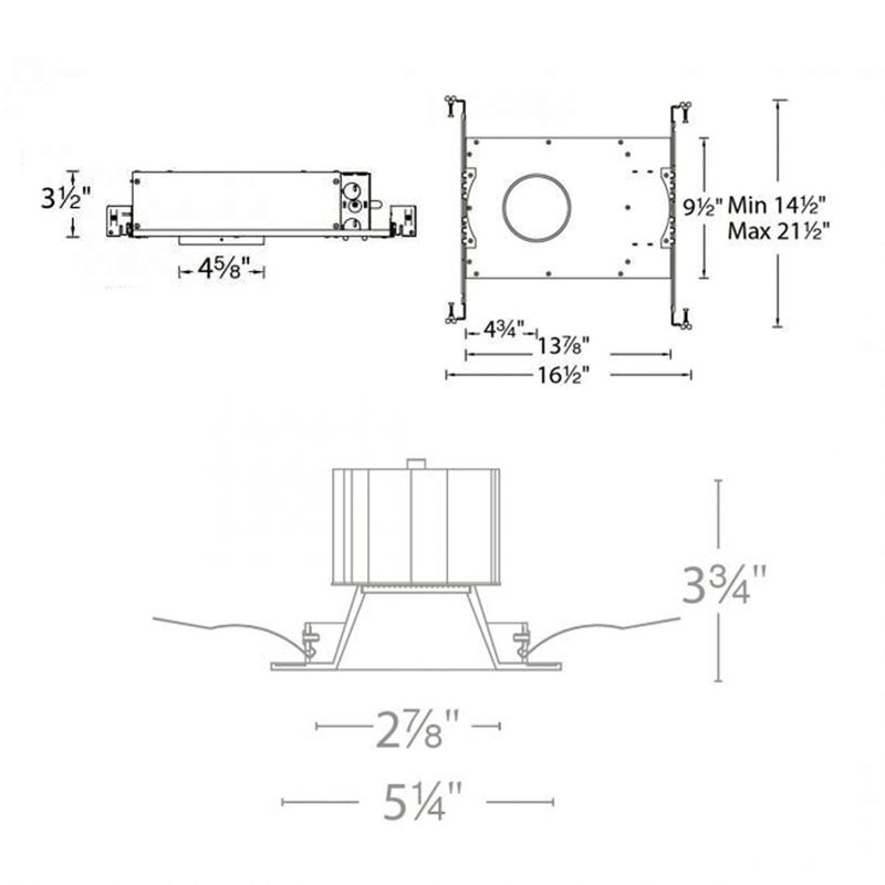 Ensemble d’éclairage encastré 3,5" à del de rattrapage Aether, Noir et blanc