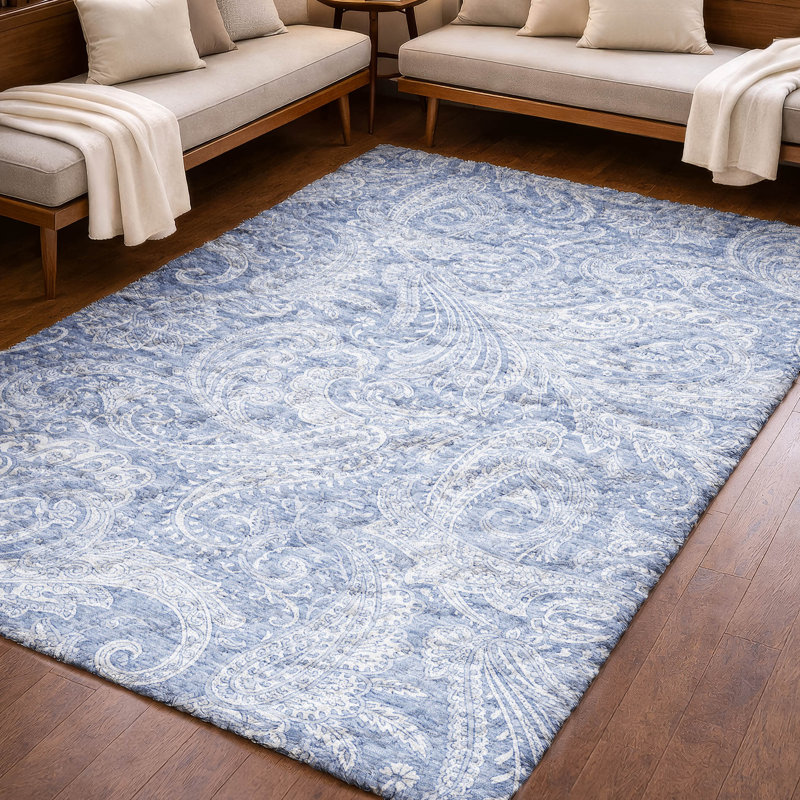 Tapis cachemire ADS654, En jean, 5 pi x 7 pi 6 po