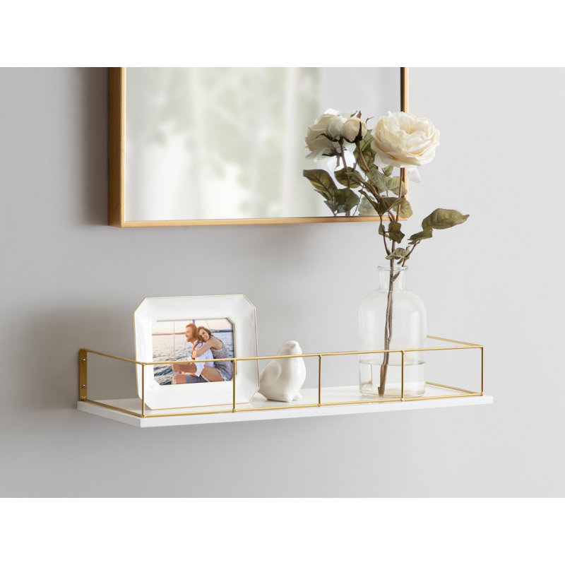 Stockard Accent Shelf, White/Gold