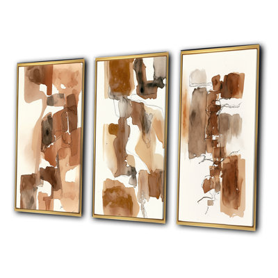 "Tons de terre liquides", 3 pièces sur toile