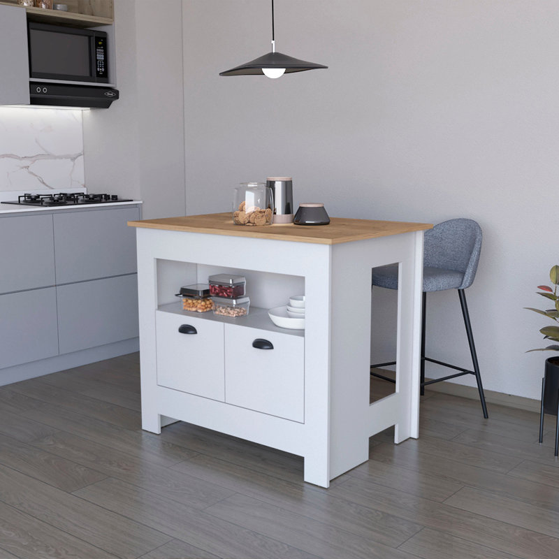 L'îlot de cuisine blanc à 2 portes, moderne à classique, assure un mélange harmonieux avec votre décor, Blanc