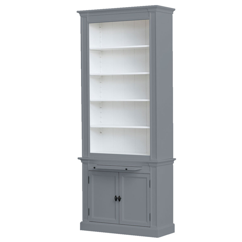Mckernan 240cm H x 100cm W Solid Wood Library Bookcase, Grey