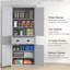 Armoire de rangement de cuisine HOMcom de 72 po, armoire traditionnelle autoportante, avec 4 portes et 3 tablettes réglables, grand tiroir central, lambris, gris