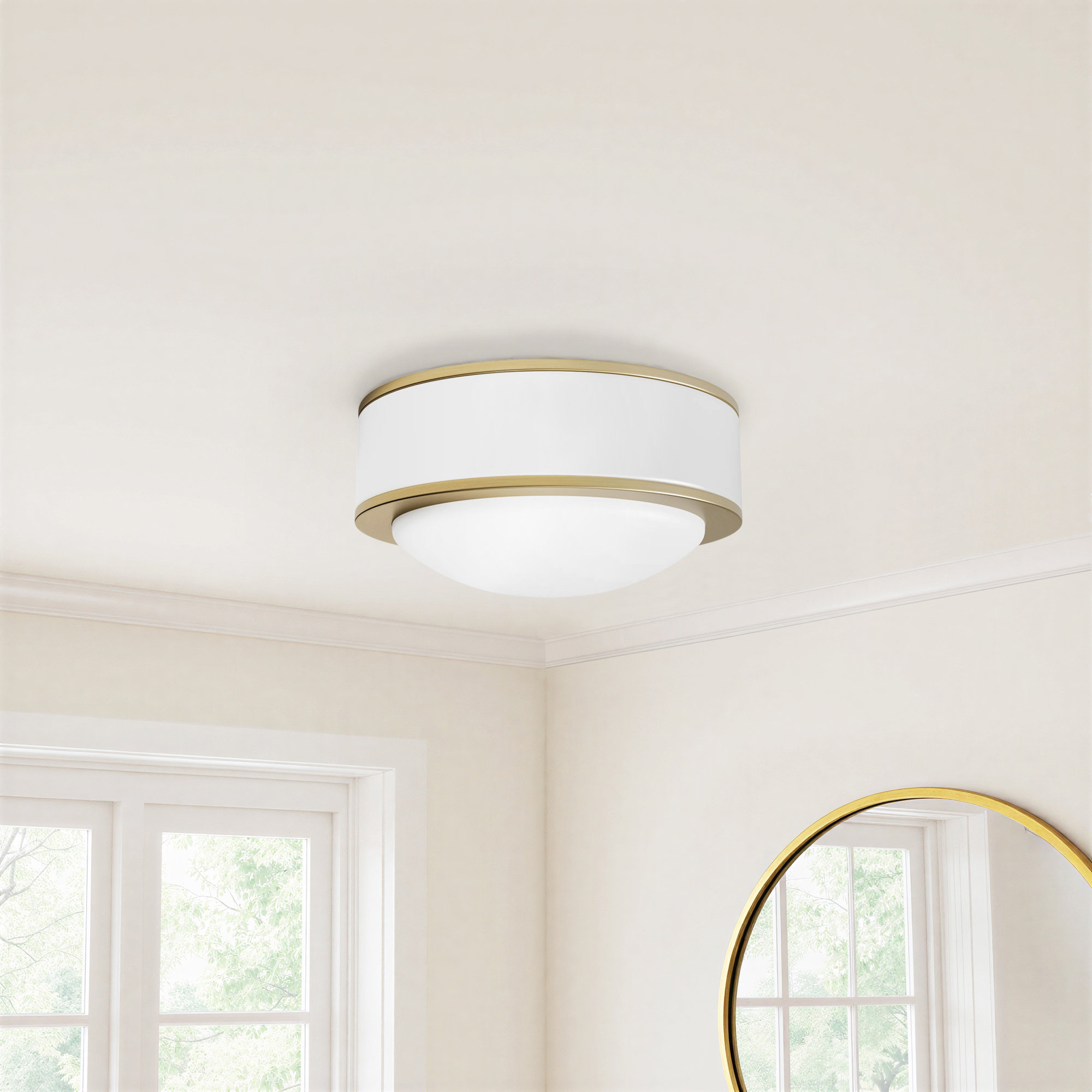 Tegan Single Light LED Flush Mount, Burnished Brass