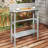 Outdoor Bar Table with Built-in Footrest, Slatted Top, Grey
