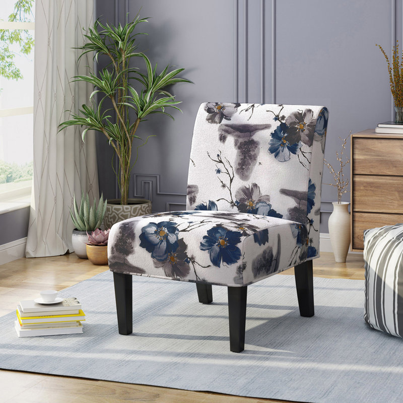Chaise d'appoint moderne pour le salon, Blanc / bleu incorrect