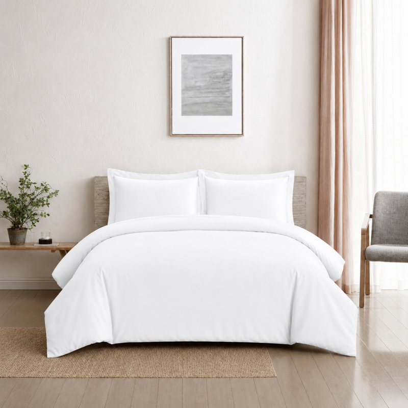 Modern Microfiber Duvet Cover Set - Basics by Wayfair™, White, Twin Duvet Cover + 1 Twin Sham