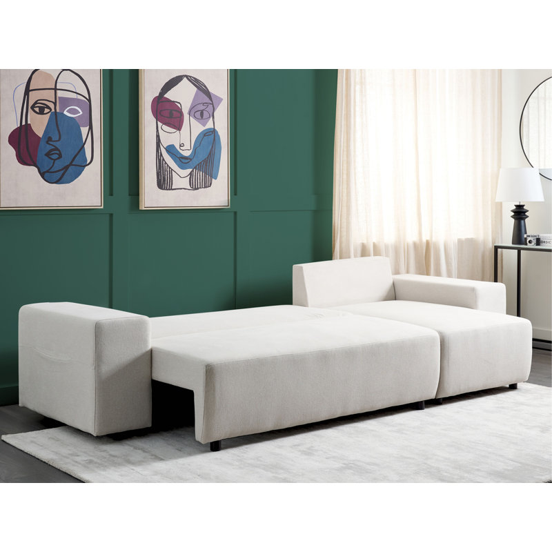 Avrian 3 Seater Sofa Bed, Left Hand Facing, White