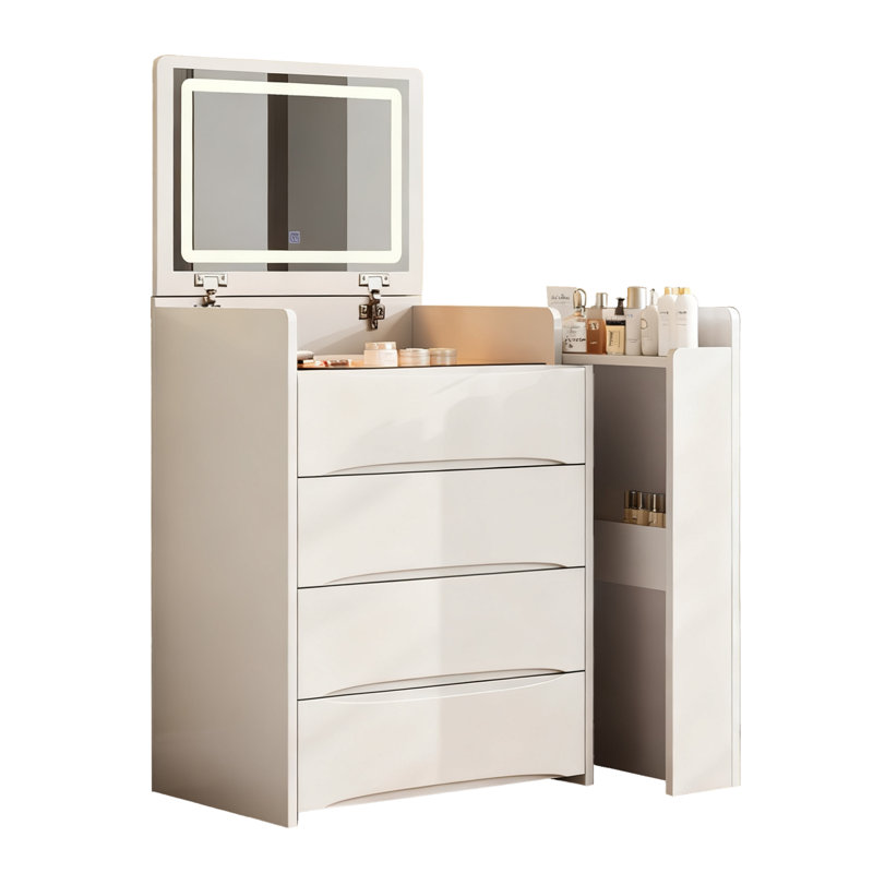 Bureau de coiffeuse Selene 3-en-1 avec lumières DEL, rangement et tabouret rembourré Selene