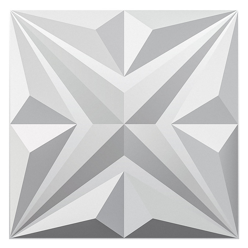 19.7" x 19.7" 3D Wall Panel,Waterproof PVC Wall Covering for Home Decor (12-pack), White