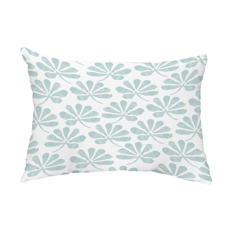 Ina Floral Outdoor Reversible Throw Pillow, Aqua