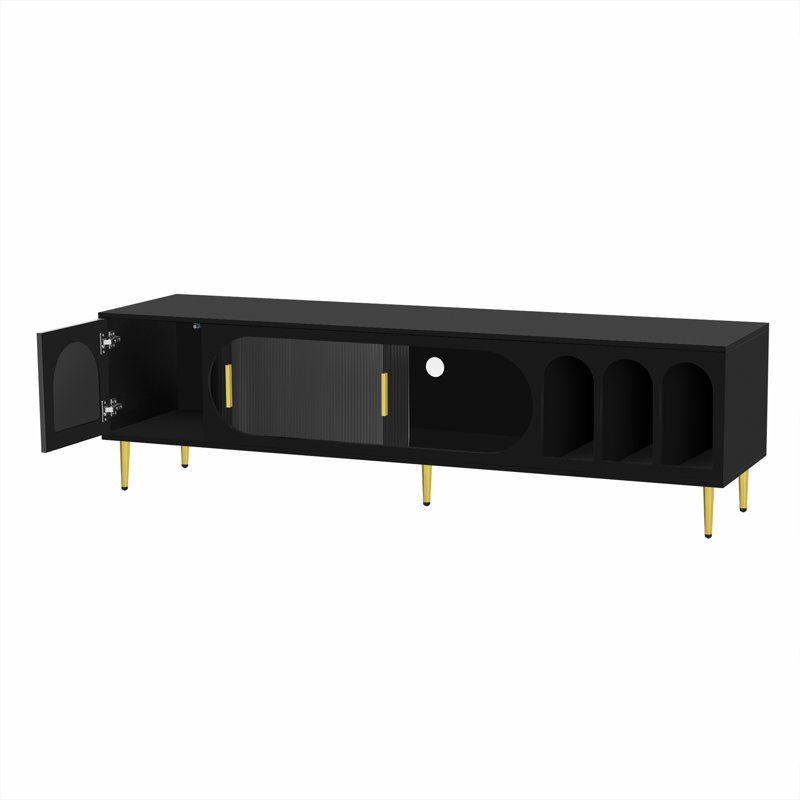 Nikayla Unfinished TV Stand for TVs up to 70", Black