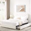 Contemporary Queen Bed With 4 Under Storage Compartments & Stable Frame Classic Style Adjustable Headboard