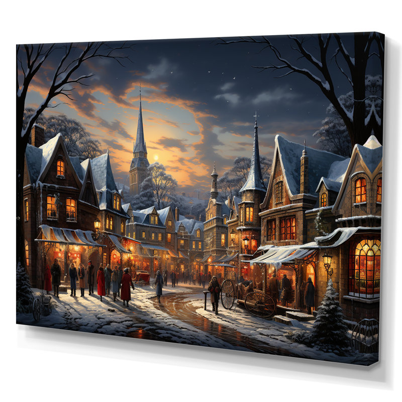 «Winter Village Carnival III», impression d'art mural, H 30 po x l 40 po x P 1,5 po, Toile tendue