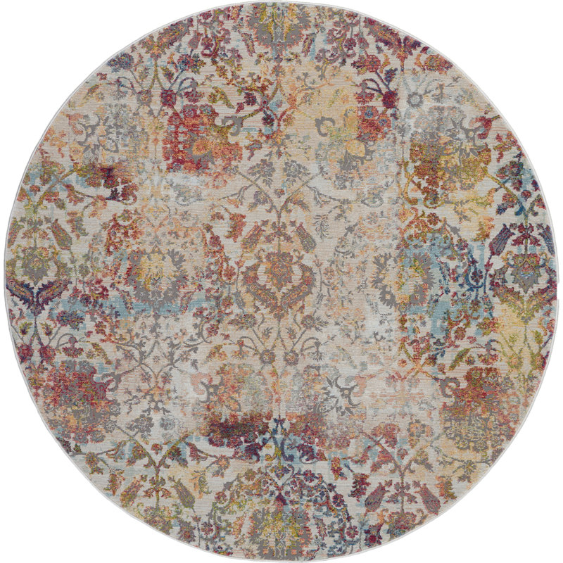 Sesta Damask Indoor Rug, Round 4'