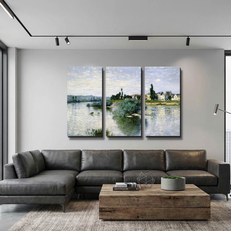 « La Seine à Lavacourt » de Claude Monet, triptyque mural, 152 x 102 cm, 60 po x 40 po