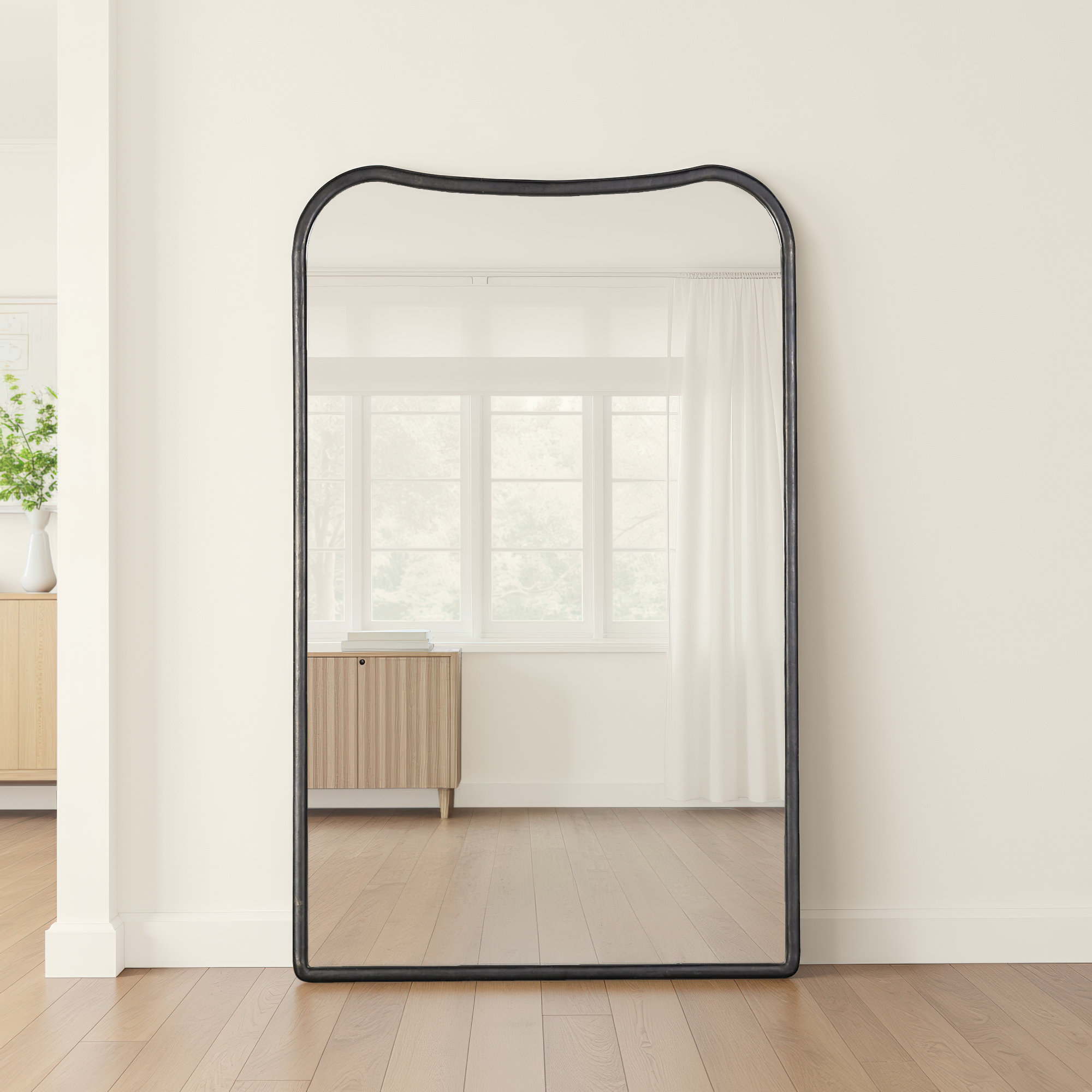 Patz Floor Mirror, Black Antique